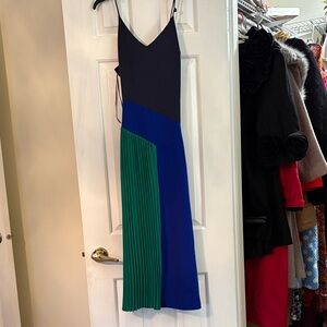 Cushnie Asymmetrical Dress in Black, Blue, and Green 6